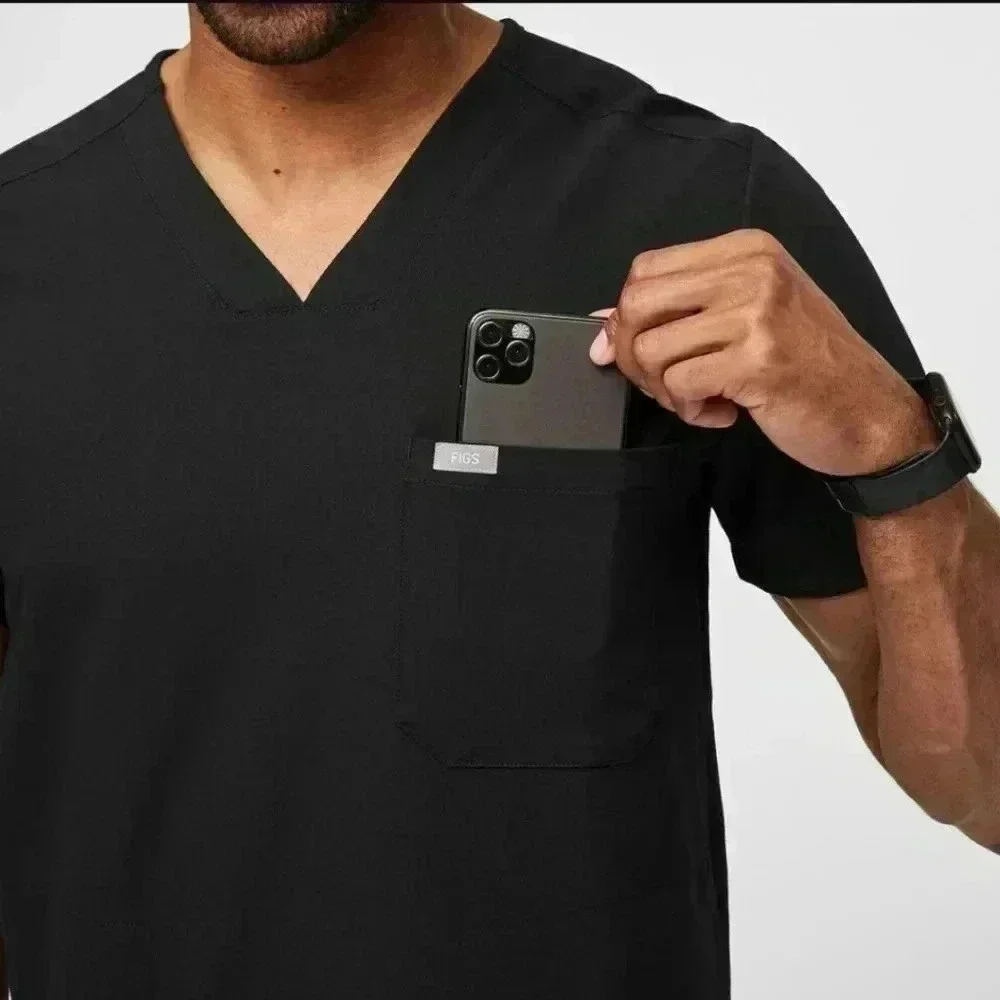 Figs men's black scrub set (large top/medium bottoms)